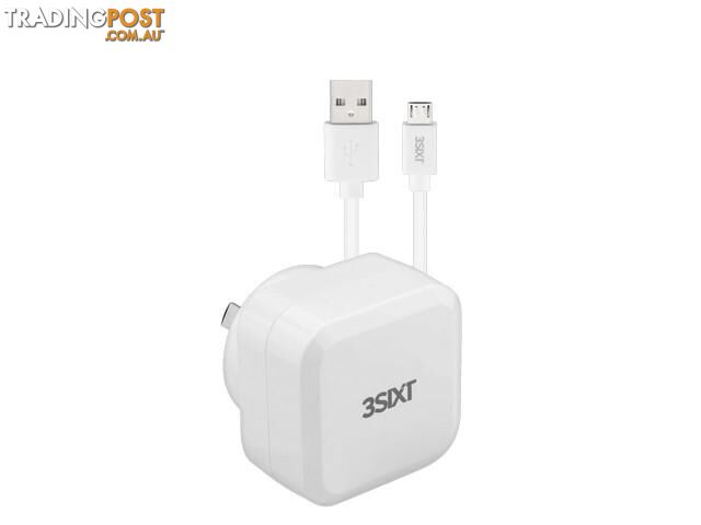 3SIXT Wall Charger AU 5.4A - Micro USB Cable 1m - White