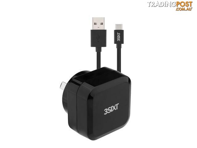 3SIXT Wall Charger AU 5.4A - USB-C Cable 1m - Black