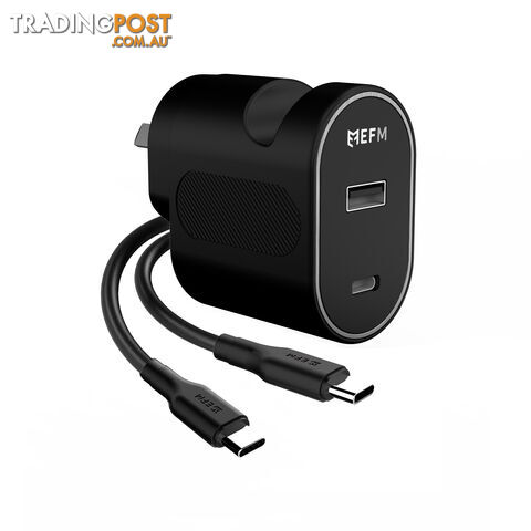 EFM 30W Dual Port Wall Charger With Type C to Type C Cable 1M - Black