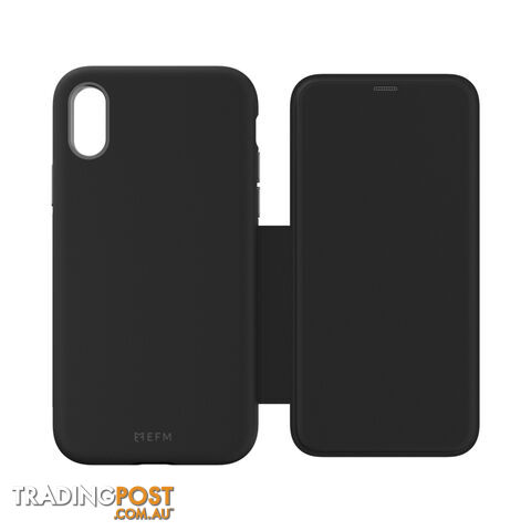EFM Monaco Leather D3O Wallet Case For iPhone Xr (6.1") - Black / Space Grey