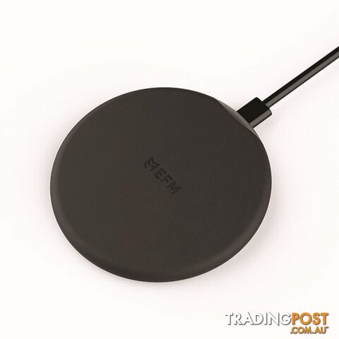 EFM 15W Qi WPC Certified Leather Wireless Charge Pad - Black
