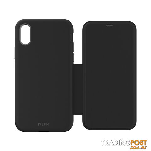 EFM Monaco Leather D3O Wallet Case For iPhone Xs Max (6.5")- Black / Space Grey