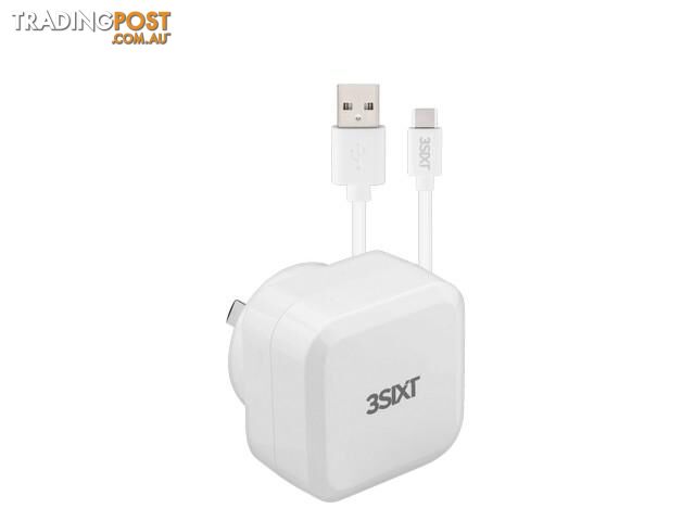 3SIXT Wall Charger AU 5.4A - USB-C Cable 1m - White