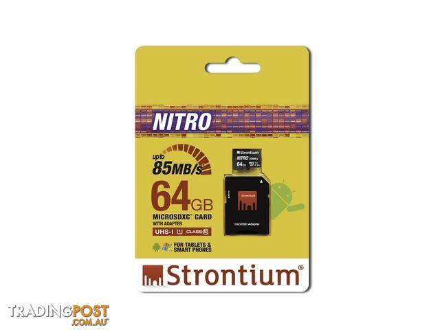 Strontium Nitro 64GB micro SD with Adapter  85MB/s U1 Class