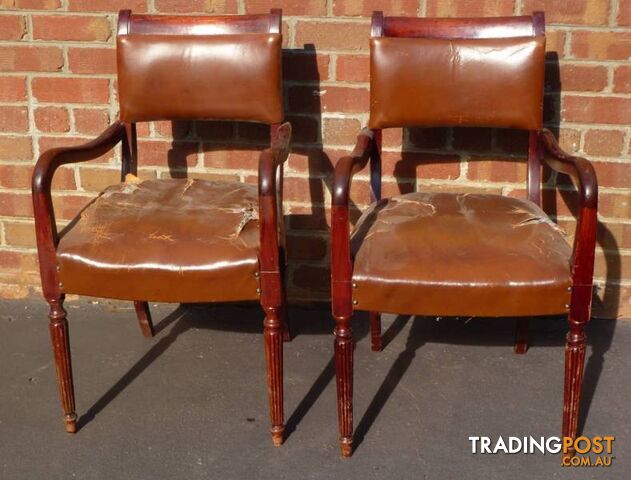 2 Matching Antique Edwardian Timber Framed Upholstered Chairs