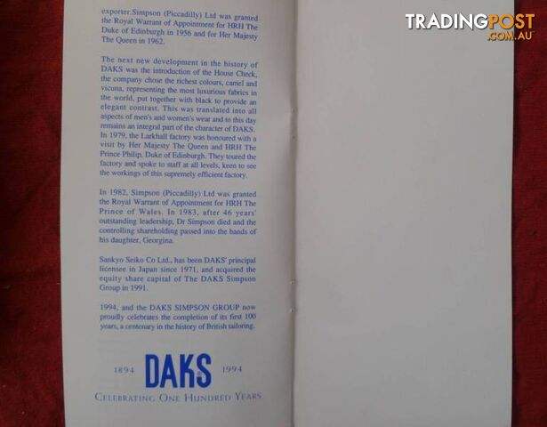 Daks Simpson Centenary Plates (1894 - 1994) / Daks-Simpson Plate - photo 5 of 7
