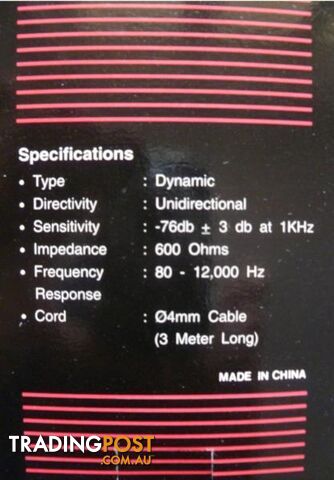 New Toyoda Uni-Directional Microphones Model UDM-328