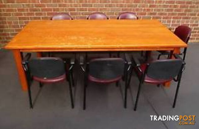 Large Timber / Boardroom Table (2400mmx1200mmx760mm) & 7 Chairs