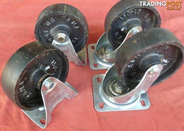 New Kama 150mm x 45mm Cast Iron Swivel Castor Wheels - photo 3 of 10