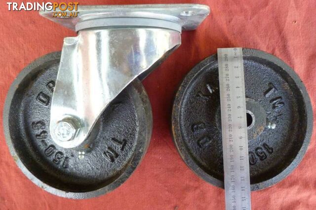 New Kama 150mm x 45mm Cast Iron Swivel Castor Wheels - photo 2 of 10