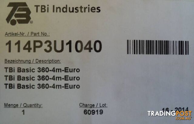 TBi Basic 360-4m-Euro MIG Torch / Gun & Lead (Part No 114P3U1040) - photo 5 of 6