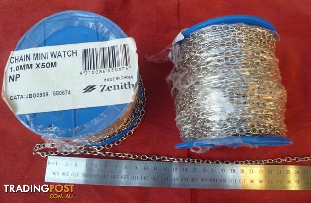 New Roll of Zenith Nickle Plated Mini Watch Chain 1.0mmx50 Meters - photo 5 of 7
