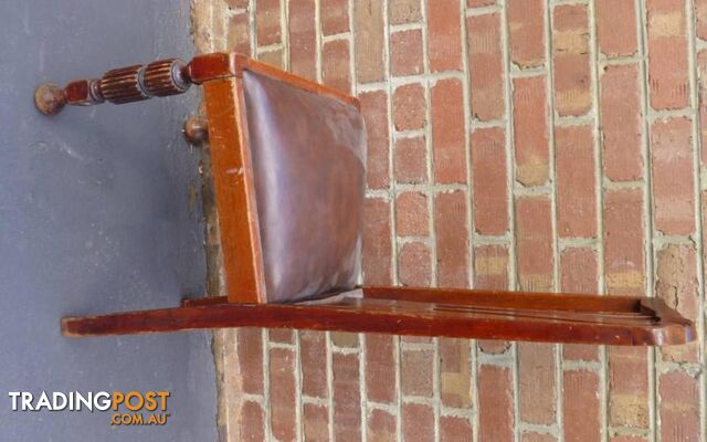 Antique Edwardian Timber Framed Carved Straight Back Dining Chair