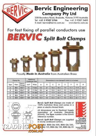 New Bervic Split Bolt Connector / Clamps (Type E) - photo 2 of 8
