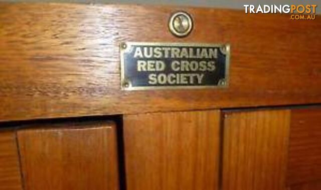 ANTIQUE WW2 SOLID TIMBER "AUSTRALIAN RED CROSS SOCIETY" CUPBOARD