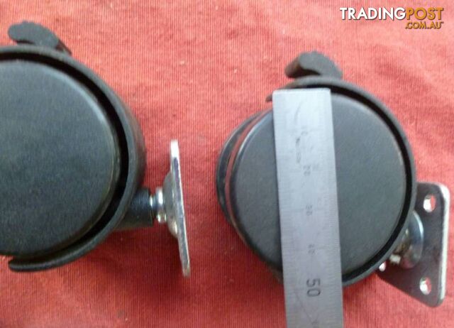 New Set of Four (4) 50mm Twin Wheel Swivel Castors With Brakes - photo 5 of 5