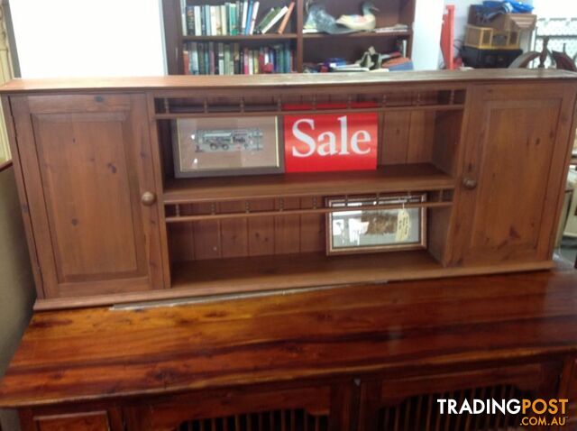 Pine plate rack and cupboard to sit on a cabinet