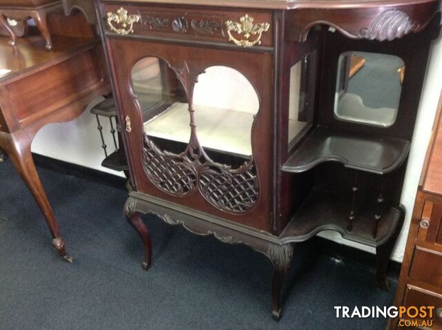 Mahogany and walnut Display Cabinet with elegant mirror - photo 2 of 10