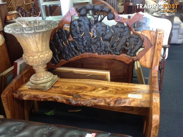 Hand carved timber bench seat