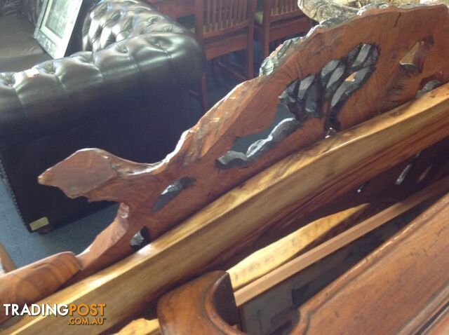 Hand carved timber bench seat - photo 5 of 10