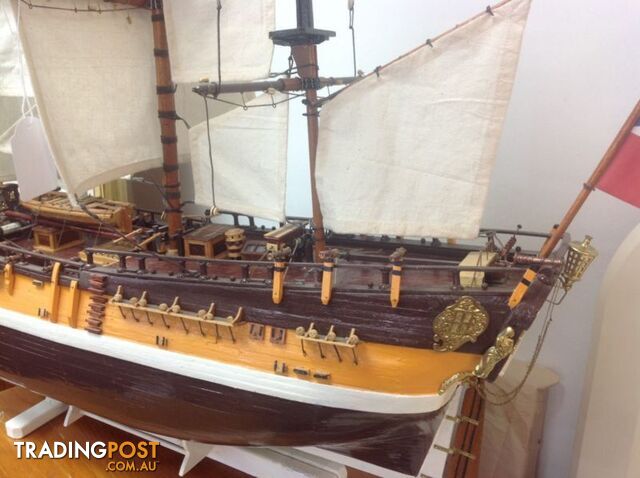 Hand made endeavour sailing ship - the endeavour ship