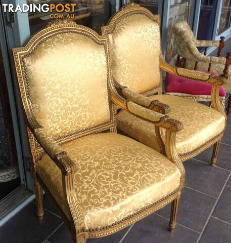 Gold armchairs - bedroom or lounge - 1 left