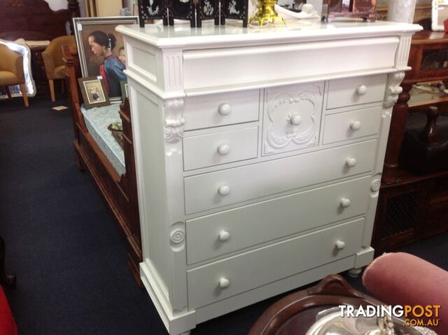 White tall boy dresser, also avail matching sides and queen bed - photo 2 of 10