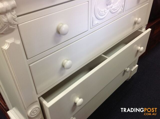 White tall boy dresser, also avail matching sides and queen bed - photo 4 of 10