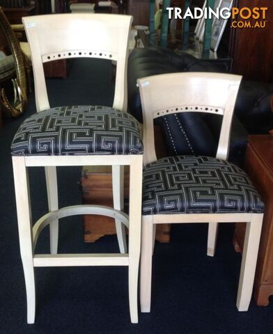 Single bar stool NEW FABRIC + one other