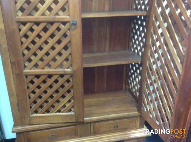 Teak lattice storage cabinet. Books, videos, drinks cabinet - photo 5 of 9