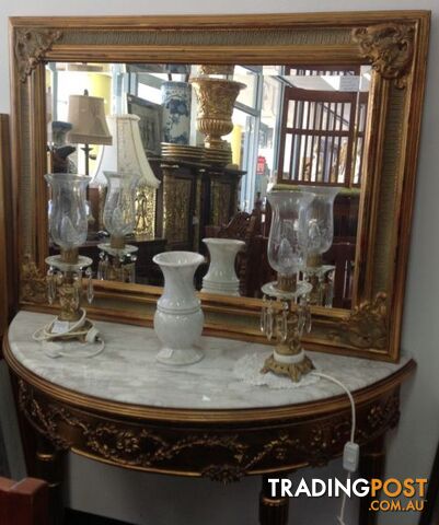 Stunning ornate gold and marble top hall table wall table