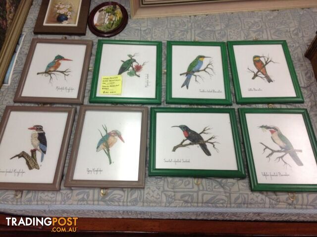 Hand painted South African birds on linen
