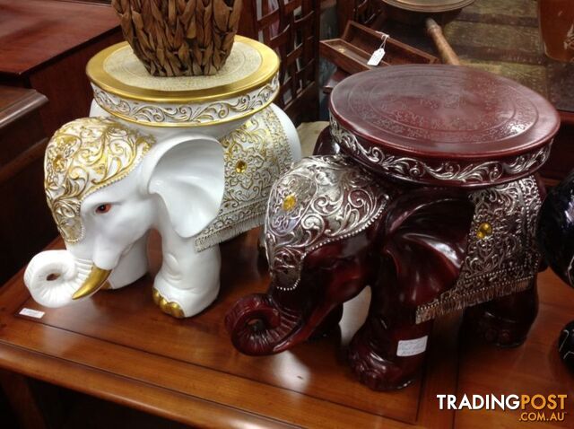 Elephant plant stands or to stand in white or burgundy $195 ea