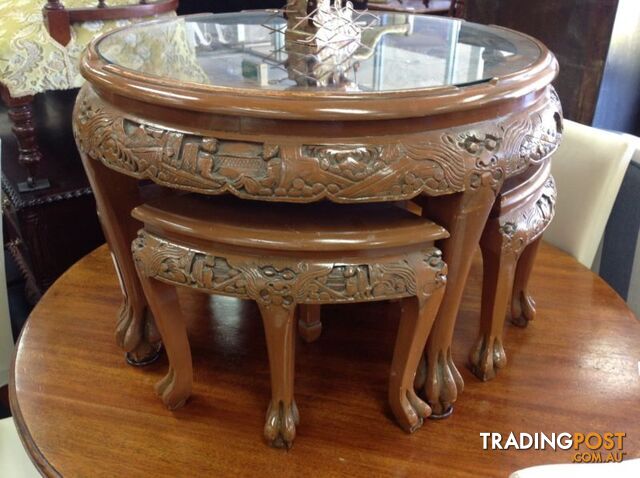 Chinese Malaysian SYTLE coffee table and 4 stools