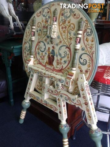 Hand painted and decorated crafted folding fold away table