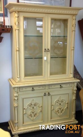 Italian hand carved china cabinet