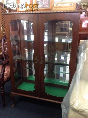 Glass china cabinet with timber and lockable doors