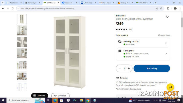 White Ikea Brimnes bookcase for sale