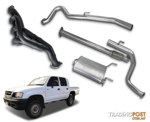2.5" Stainless Steel Exhaust System with Extractors for 3.0lt Naturally Aspirated Toyota Hilux LN167, LN172 (1997 - 02/2005 Models) - No Muffler - Loud (Straight Pipe) -  - photo 1 of 6