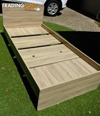 Timber look bedframe and single mattress NEW, bedroom guest room - photo 4 of 8