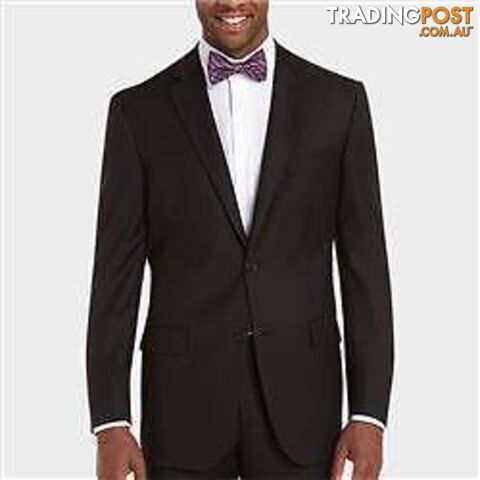 Black 2 button Men's Suit, pinstripe Size 44R NEW wedding, office