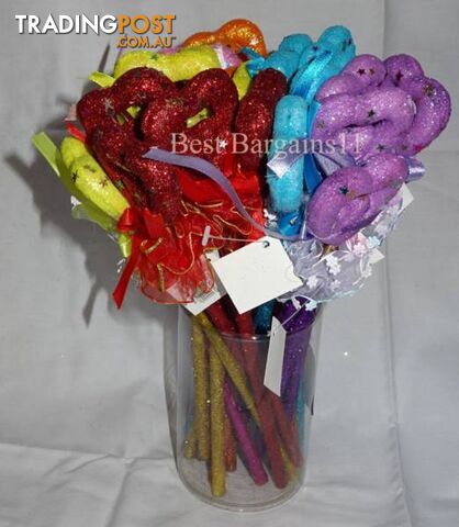 24 Heart sparkle pencils, girls Party bag fillers - glitter bling
