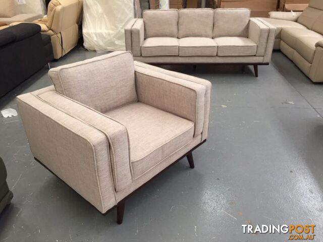 Timber and Fabric Sofa Set - 50% off RRP - photo 2 of 9