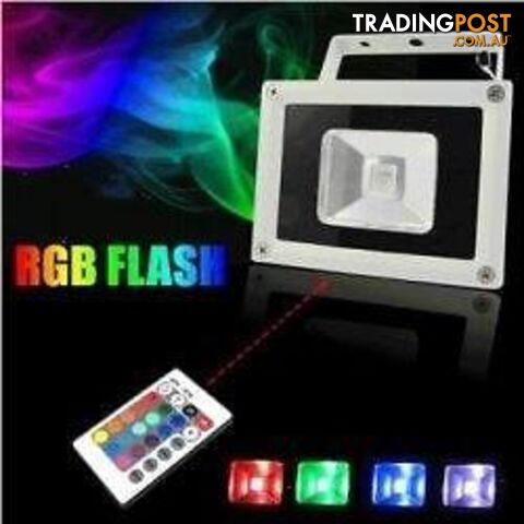 10w, RGB dimmable LED Floodlight, 240v with remote control
