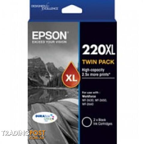 Epson C13T294194 Black Ink 2 Pack 220XL - Epson - Epson 220XLBKVP - 0.20kg