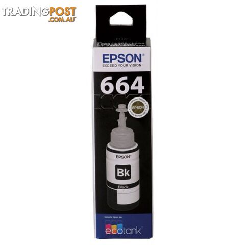 EPSON T664BK BLACK INK BOTTLE - Epson - Epson T664 BLACK - 0.00kg