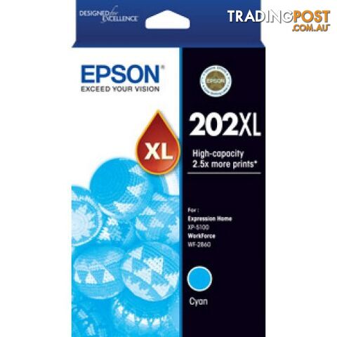 Epson C13T02P292 High Capacity Cyan Ink 202XL - Epson - Epson 202XL CYAN -...