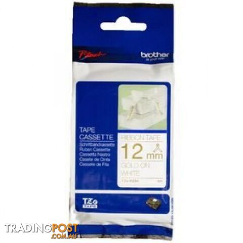 Brother TZe-R234 12mm Gold-on-White Satin Ribbon Tape - Brother - TZe-R234 - 0.05kg