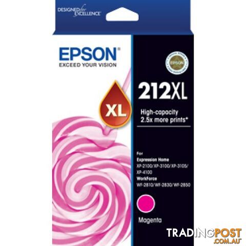 EPSON C13T02X392 High Yield 212 Magenta for WF2810  WF2830 WF2850 XP2100 XP3100 - Epson - Epson 212XL Magenta - 0.00kg