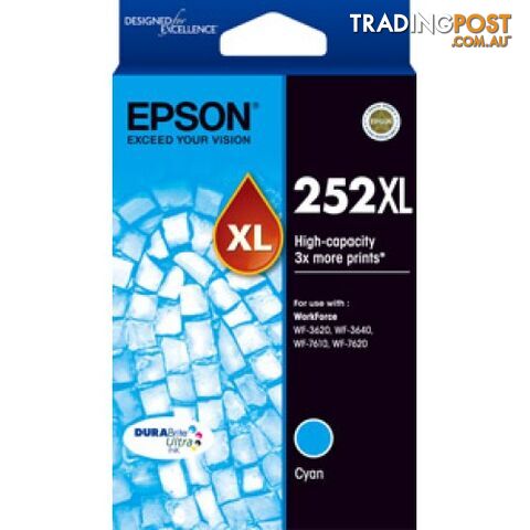 Epson C13T253292 HIGH YIELD CYAN Ink Cartridge 252XL for WF3620 WF3640 WF7610 WF7720 - Epson - Epson 252XL CYAN - 0.00kg